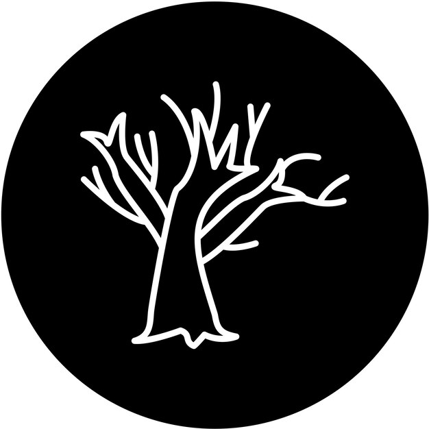Estilo de icono de árbol seco de diseño vectorial