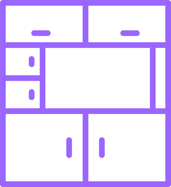 Estilo del icono del armario de platos de diseño vectorial