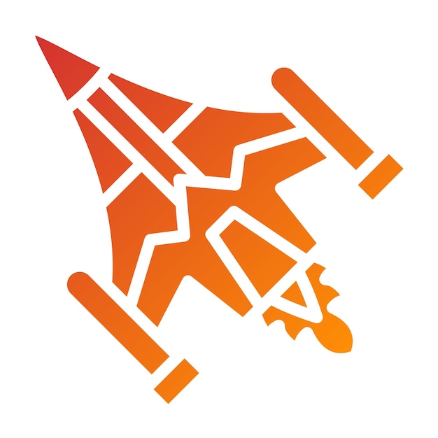 Estilo del icono del avión de combate de diseño vectorial