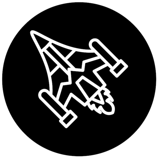 Estilo del icono del avión de combate de diseño vectorial