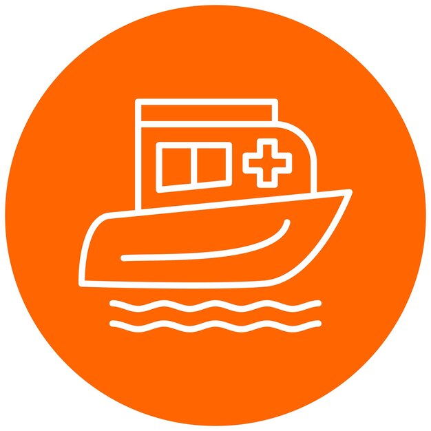 Estilo del icono del barco de rescate de diseño vectorial