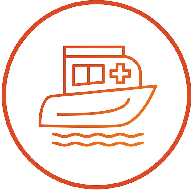 Estilo del icono del barco de rescate de diseño vectorial