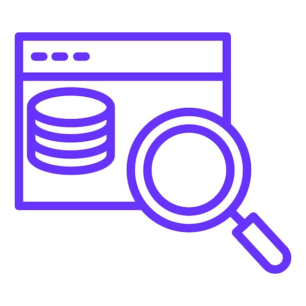 Estilo de icono de la base de datos de búsqueda de diseño vectorial