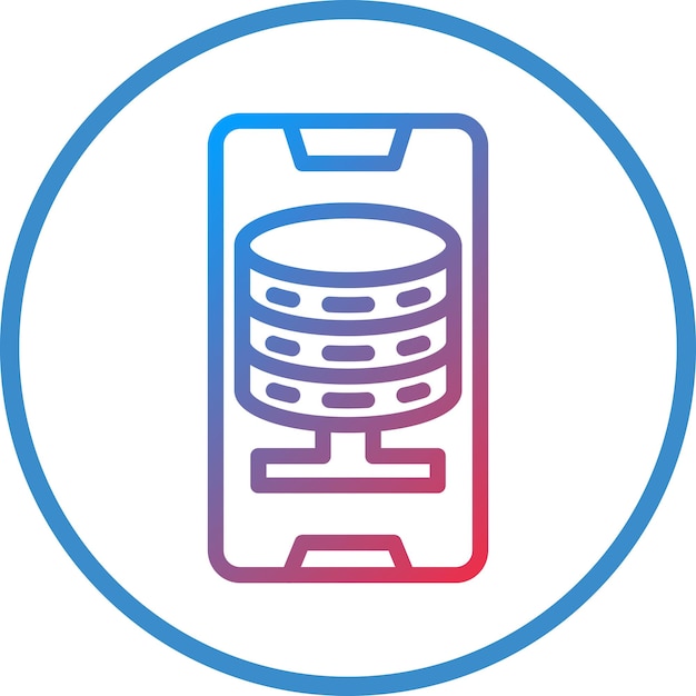 Estilo de icono de la base de datos de teléfonos inteligentes de diseño vectorial
