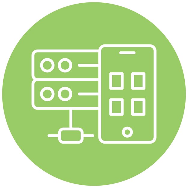 Estilo de icono de la base de datos de teléfonos inteligentes de diseño vectorial