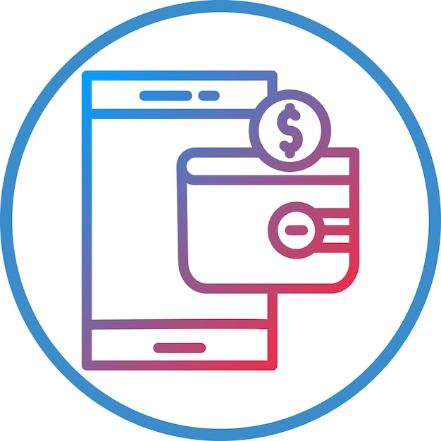 Estilo de icono de billetera digital de diseño vectorial