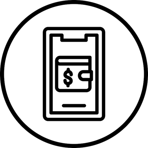 Estilo del icono de la billetera móvil de diseño vectorial