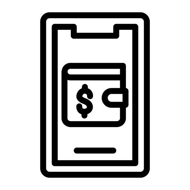 Estilo del icono de la billetera móvil de diseño vectorial