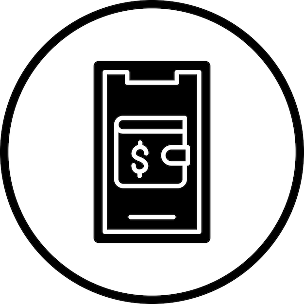 Estilo del icono de la billetera móvil de diseño vectorial