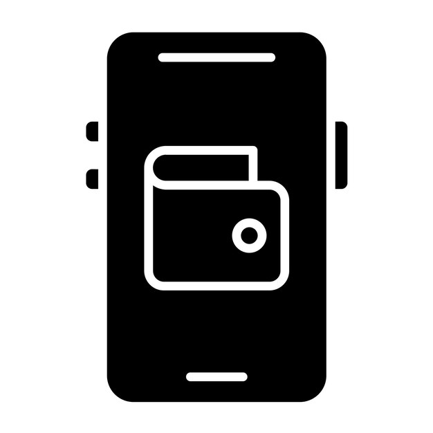 Estilo del icono de la billetera móvil de diseño vectorial