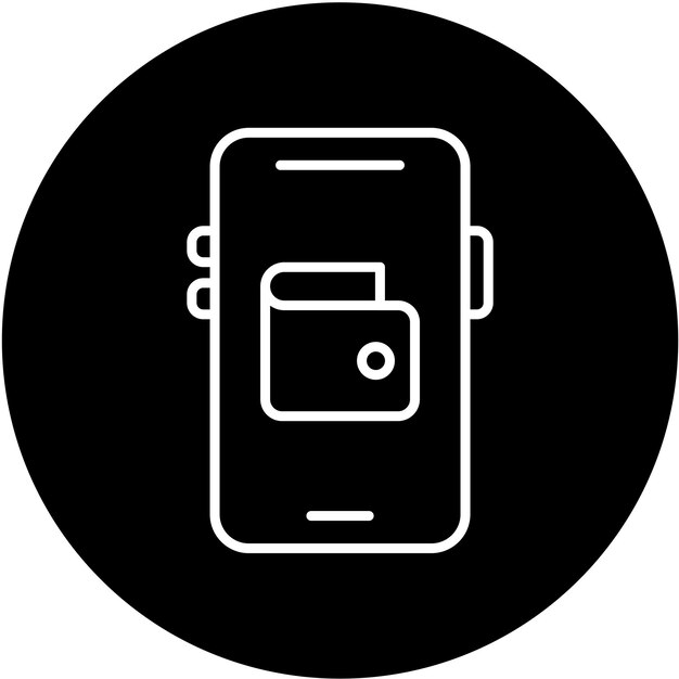 Estilo del icono de la billetera móvil de diseño vectorial