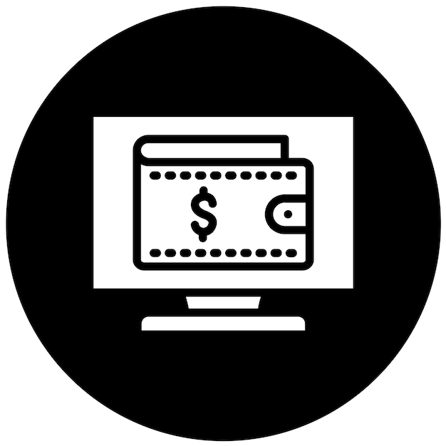 Estilo del icono de la billetera de la tienda de diseño vectorial