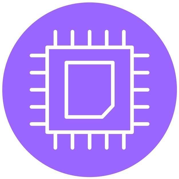 Estilo del icono del bloque de la CPU de diseño vectorial