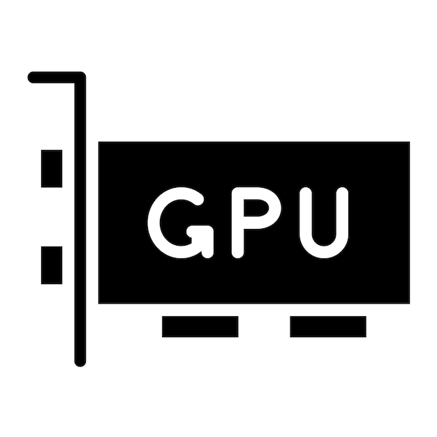 Estilo de icono de bloque de diseño vectorial de GPU