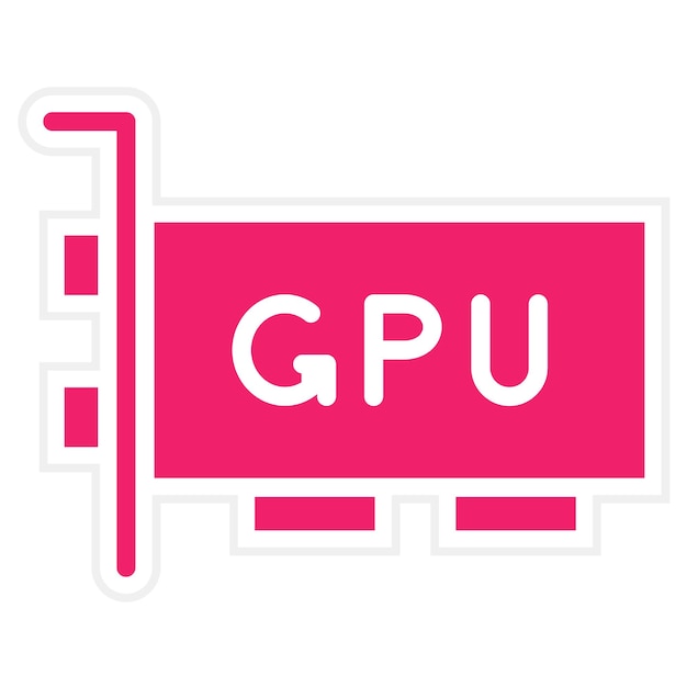 Estilo de icono de bloque de diseño vectorial de GPU
