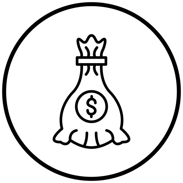 Estilo del icono de la bolsa de dinero