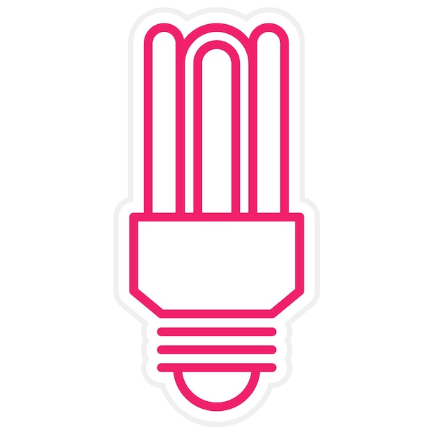 Estilo del icono de la bombilla fluorescente de diseño vectorial