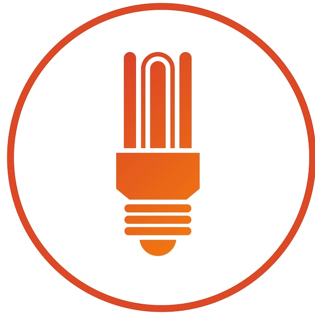 Estilo del icono de la bombilla fluorescente de diseño vectorial