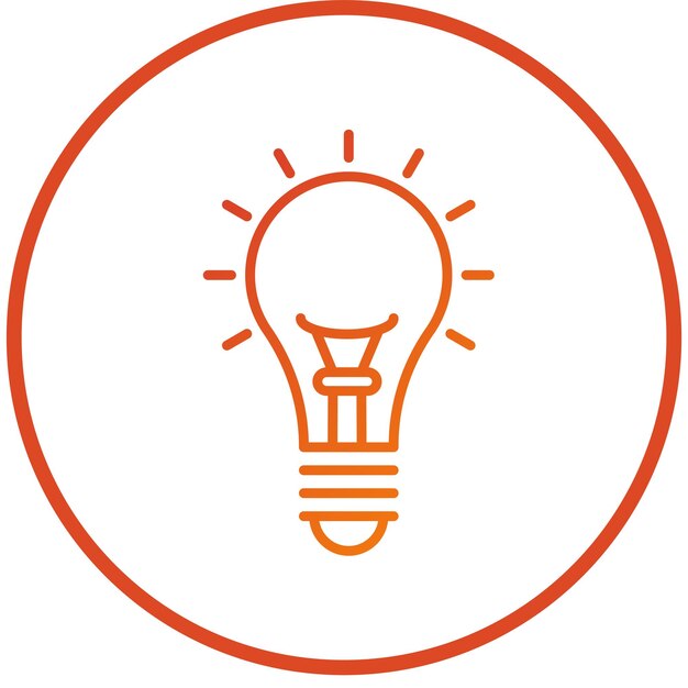 Estilo del icono de la bombilla incandescente de diseño vectorial
