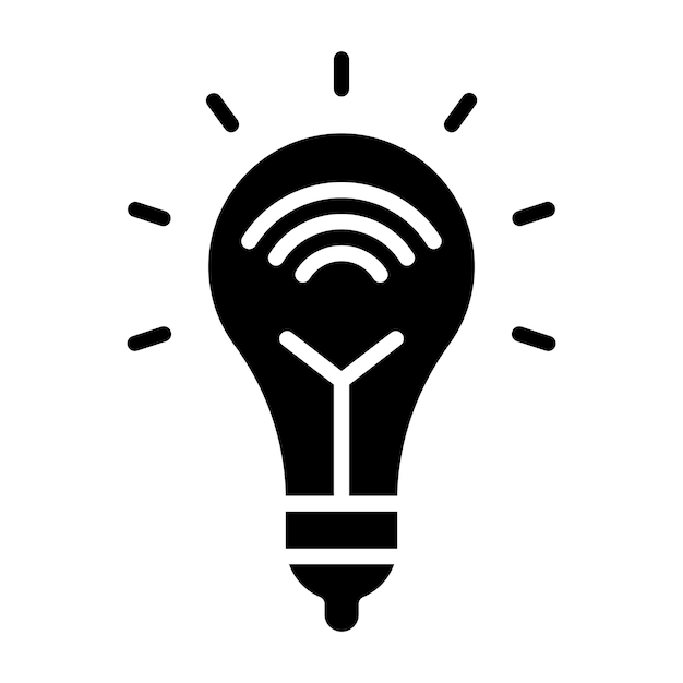 Estilo del icono de la bombilla inteligente de diseño vectorial