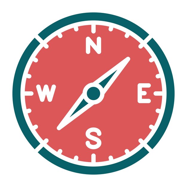 Estilo del icono de la brújula de diseño vectorial