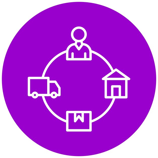 Estilo de icono de la cadena de suministro circular de diseño vectorial