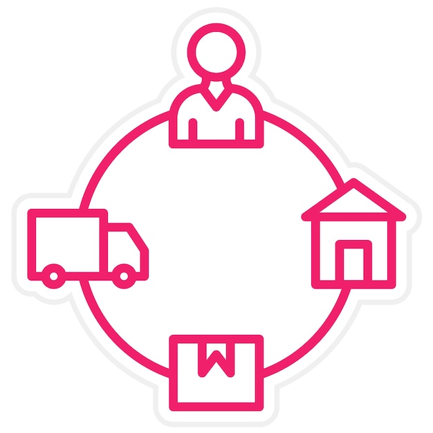 Estilo de icono de la cadena de suministro circular de diseño vectorial