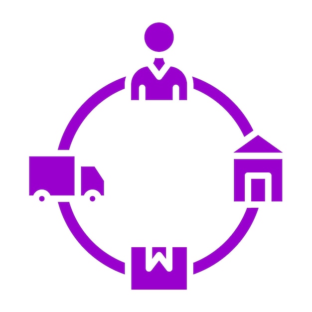 Estilo de icono de la cadena de suministro circular de diseño vectorial