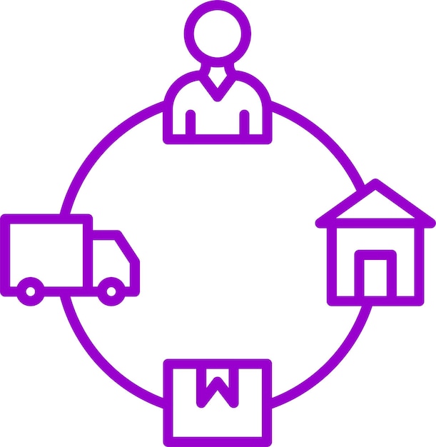 Estilo de icono de la cadena de suministro circular de diseño vectorial
