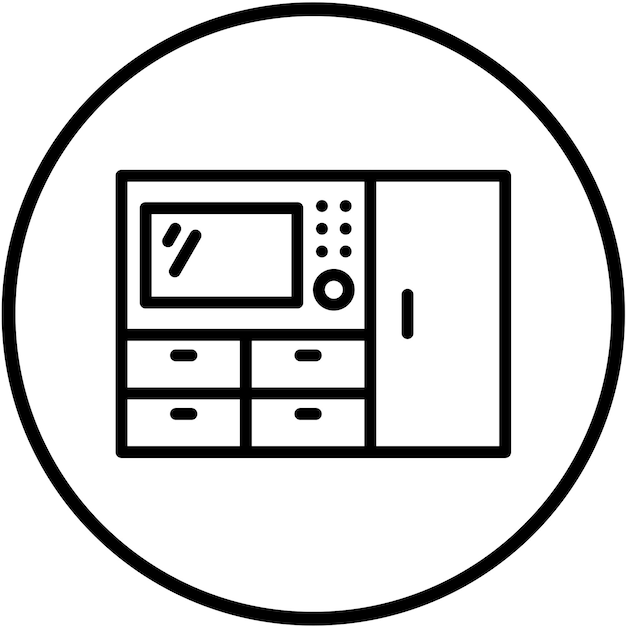Estilo del icono del cajón de microondas de diseño vectorial