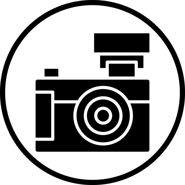 Estilo del icono de la cámara flash de diseño vectorial