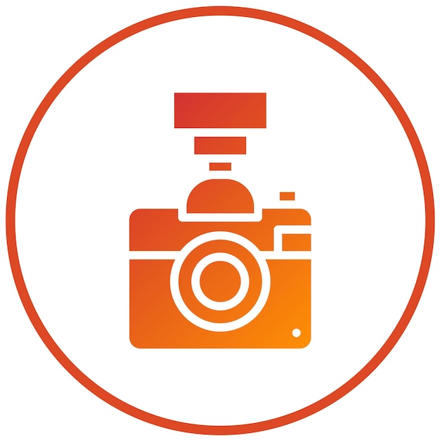 Estilo del icono de la cámara flash de diseño vectorial
