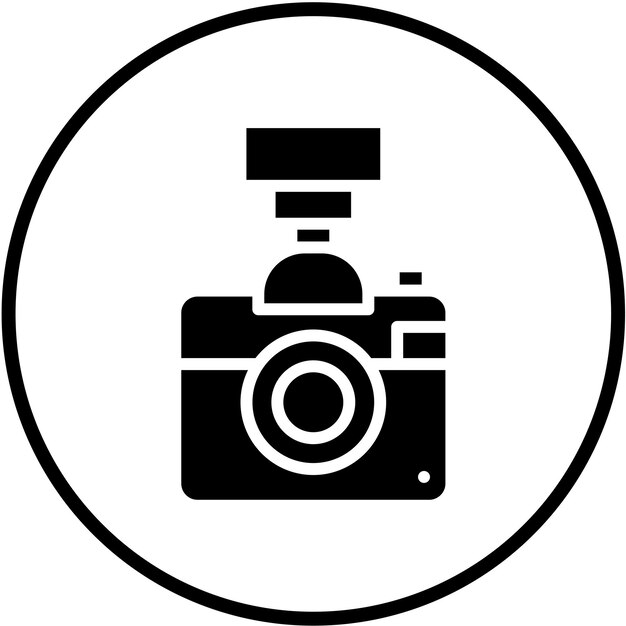 Estilo del icono de la cámara flash de diseño vectorial