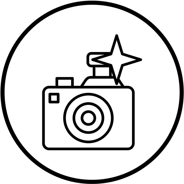 Estilo del icono de la cámara flash de diseño vectorial