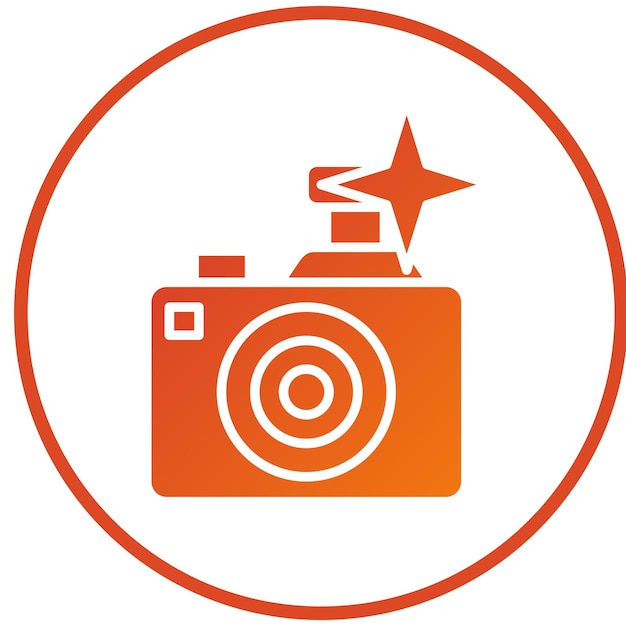 Estilo del icono de la cámara flash de diseño vectorial