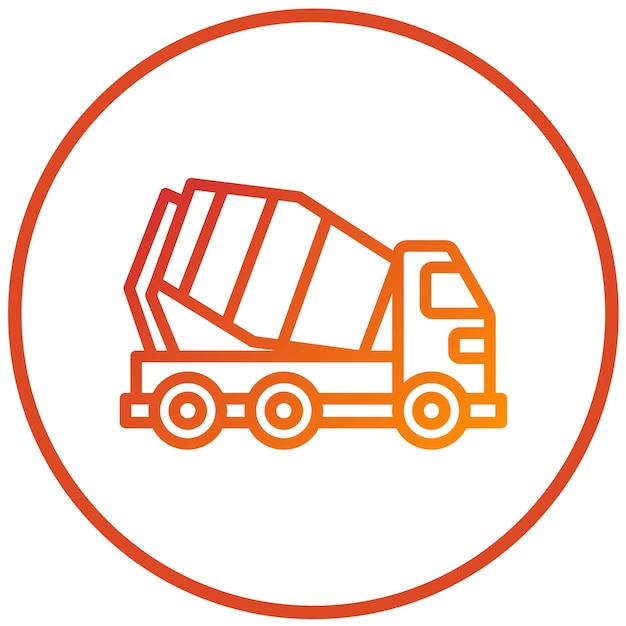 Estilo del icono del camión mezclador de hormigón de diseño vectorial