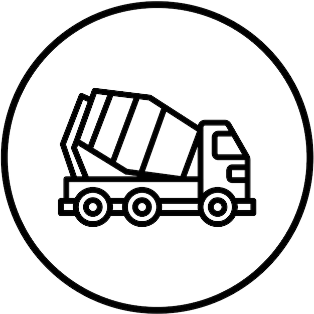 Estilo del icono del camión mezclador de hormigón de diseño vectorial