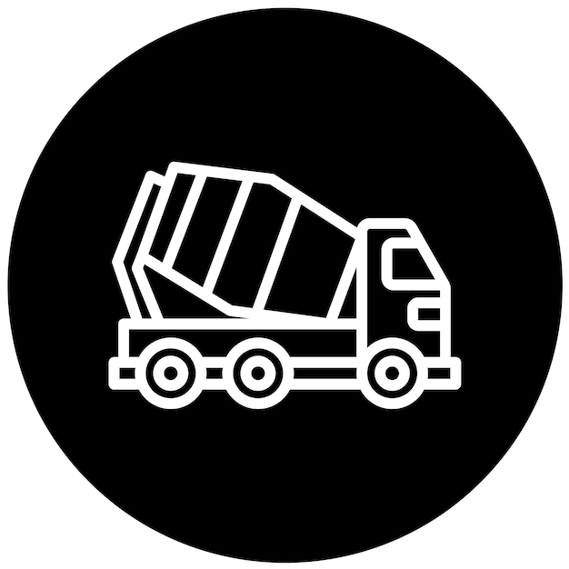 Estilo del icono del camión mezclador de hormigón de diseño vectorial