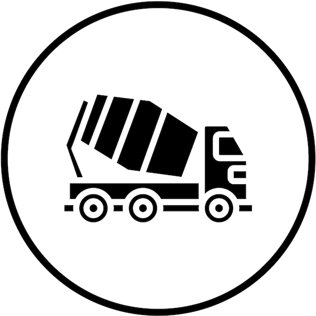 Estilo del icono del camión mezclador de hormigón de diseño vectorial