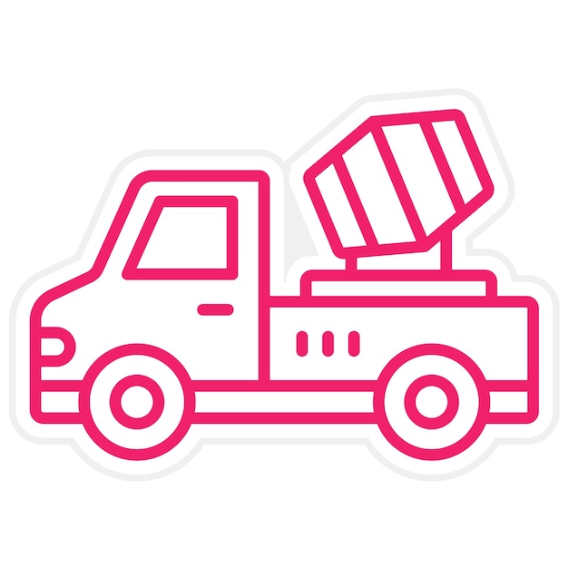 Estilo del icono del camión mezclador de hormigón de diseño vectorial