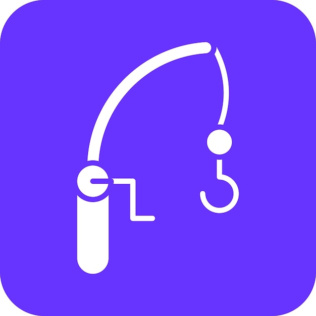 Estilo del icono de la caña de pesca de diseño vectorial