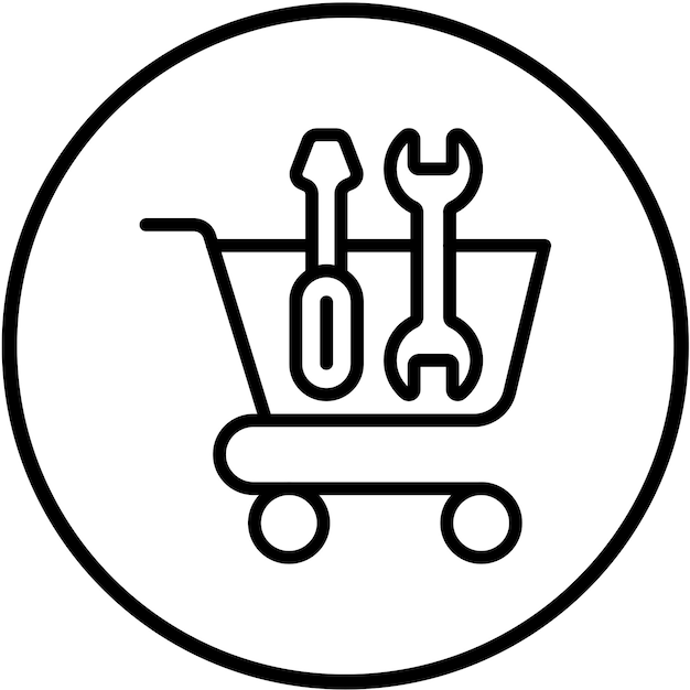 Estilo del icono del carrito de herramientas de diseño vectorial