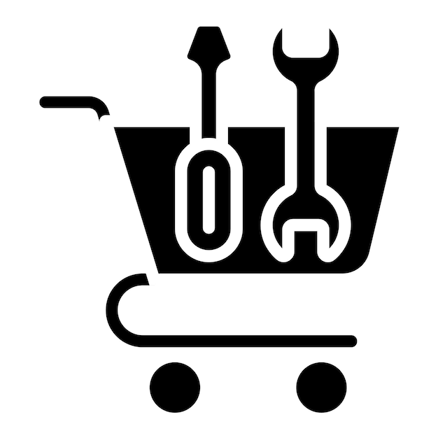 Estilo del icono del carrito de herramientas de diseño vectorial