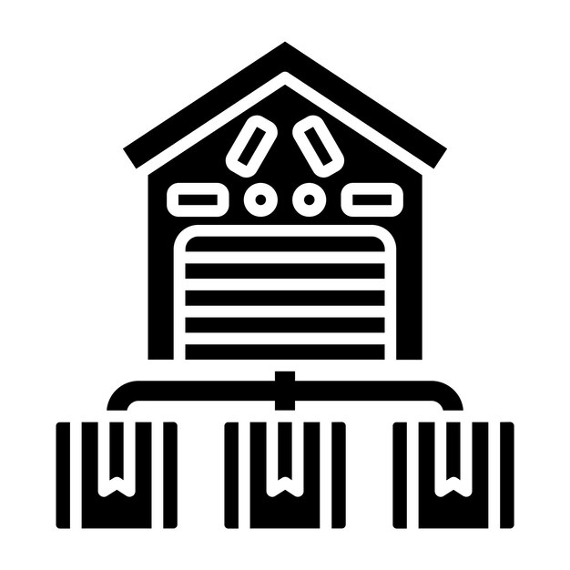 Estilo del icono del centro de distribución de diseño vectorial
