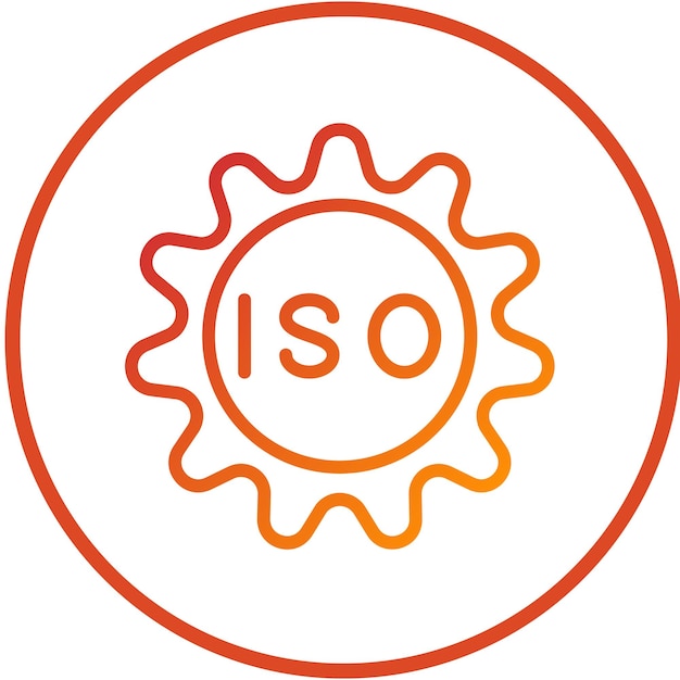 Estilo del icono de certificación ISO de diseño vectorial