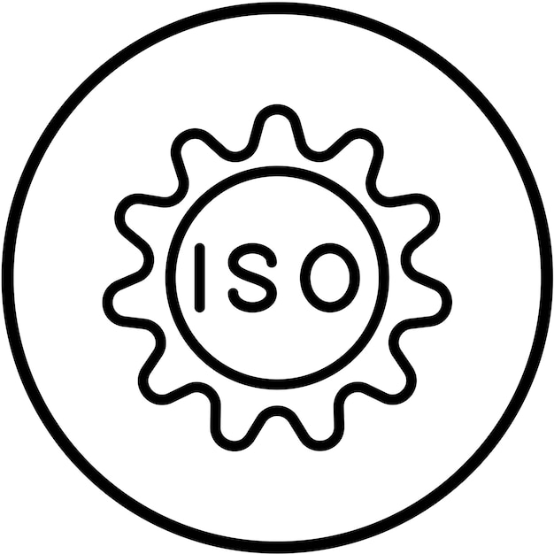 Estilo del icono de certificación ISO de diseño vectorial