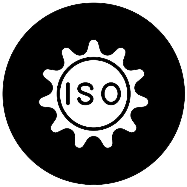 Estilo del icono de certificación ISO de diseño vectorial