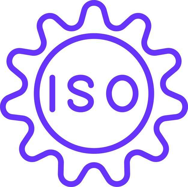 Estilo del icono de certificación ISO de diseño vectorial