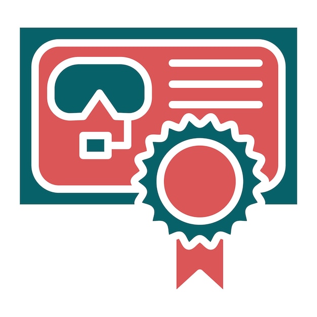 Estilo del icono del certificado de buceo de diseño vectorial