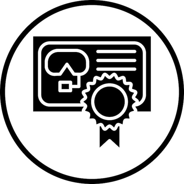 Estilo del icono del certificado de buceo de diseño vectorial